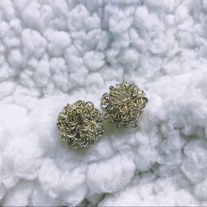 Silver tone Tangled Yarn Ball Stud Earrings